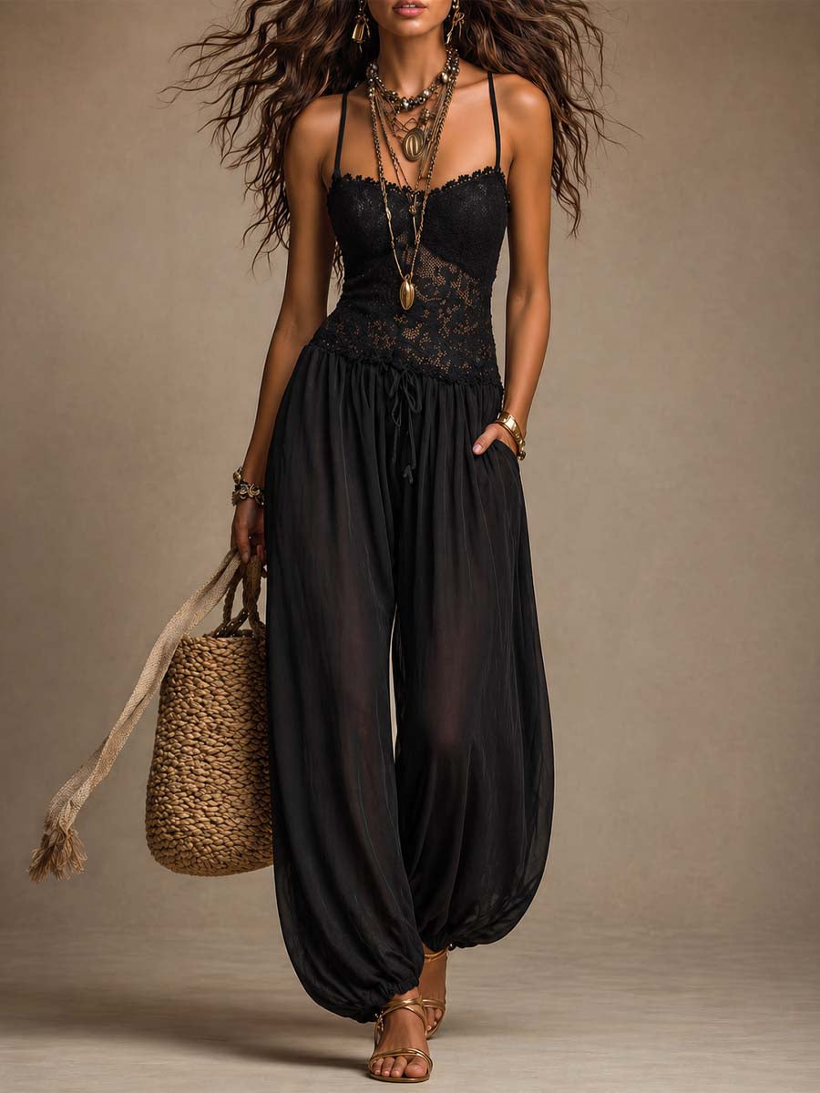 Beatrice | Harem Jumpsuit in Lace and Chiffon