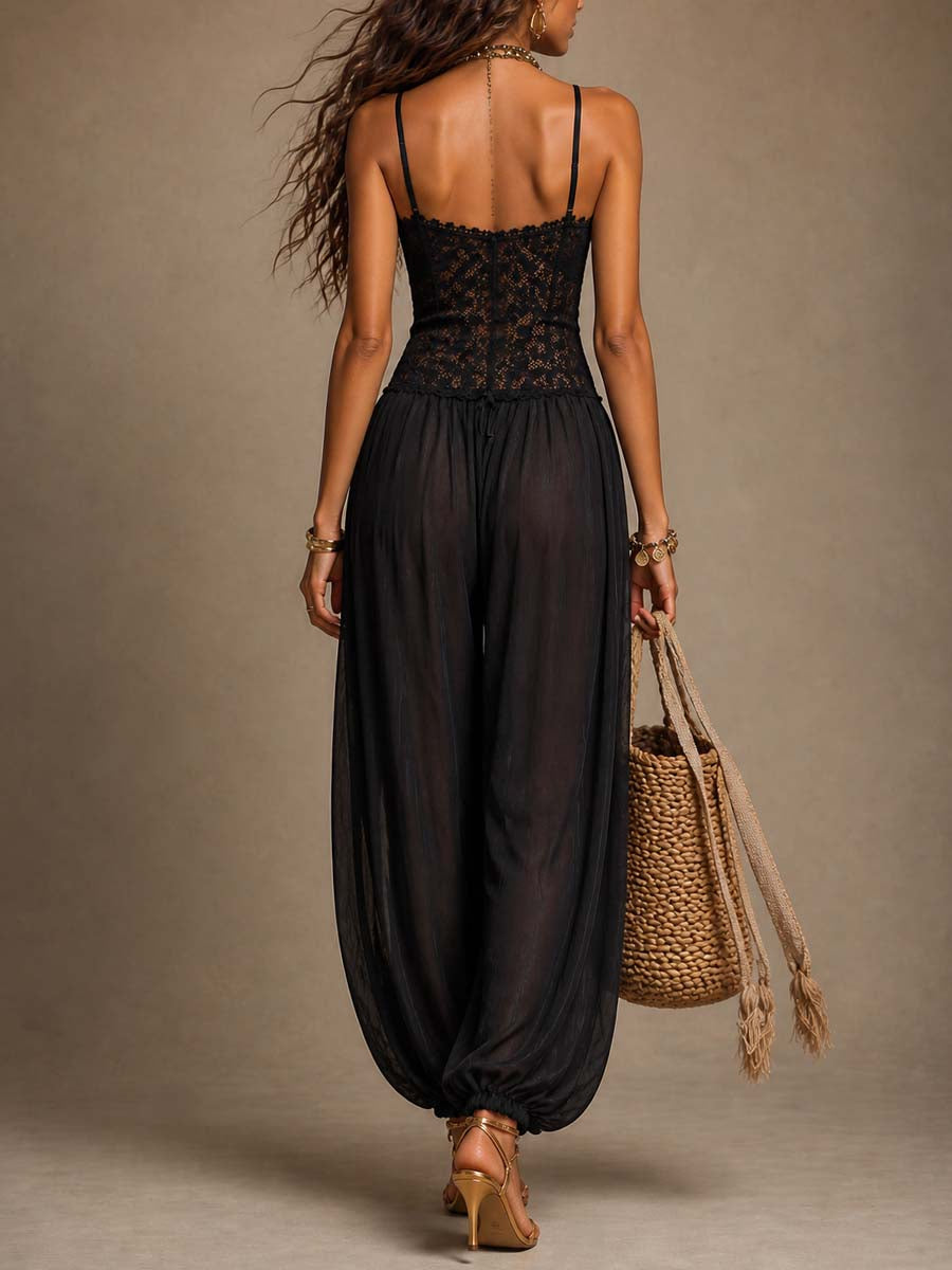 Beatrice | Harem Jumpsuit in Lace and Chiffon
