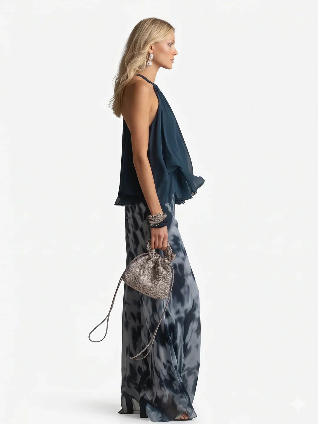 Elegant two-piece chiffon ensemble