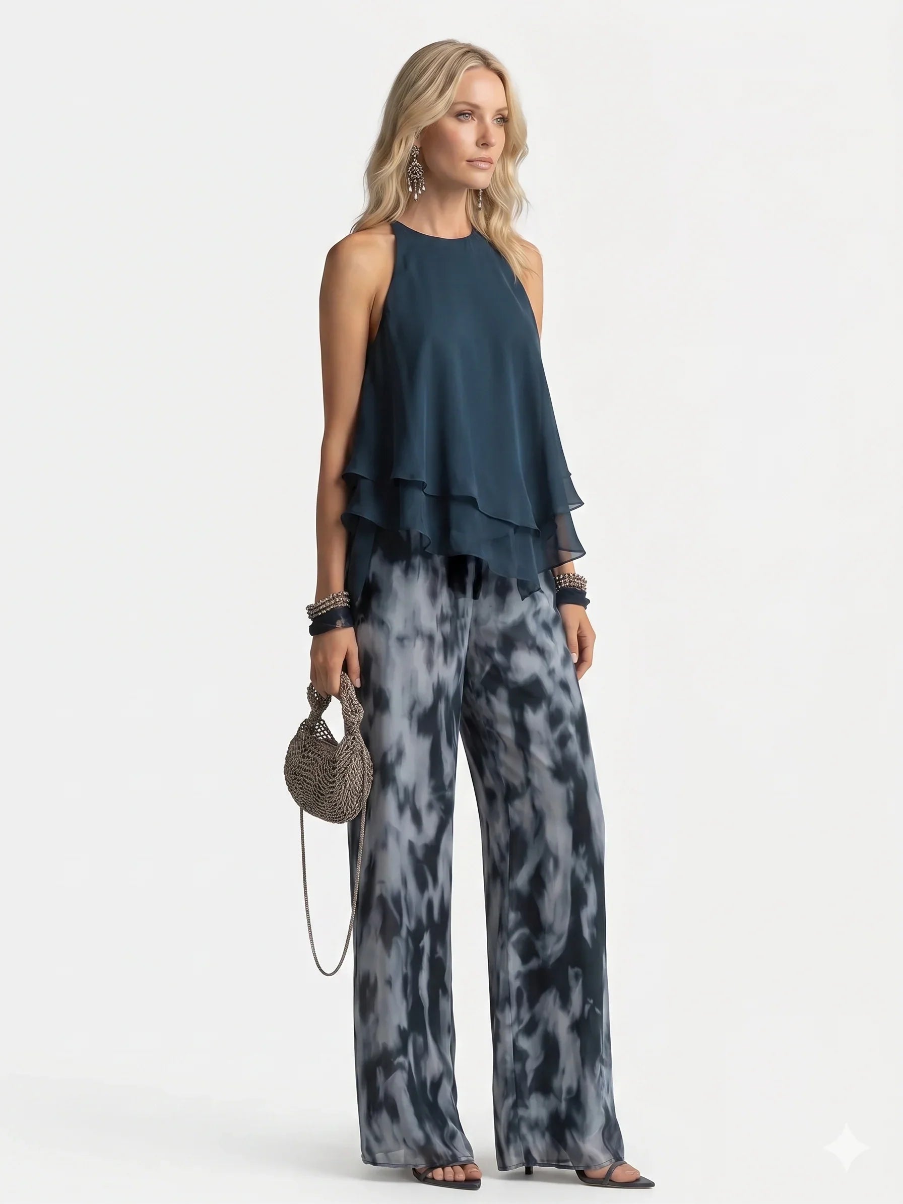 Elegant two-piece chiffon ensemble
