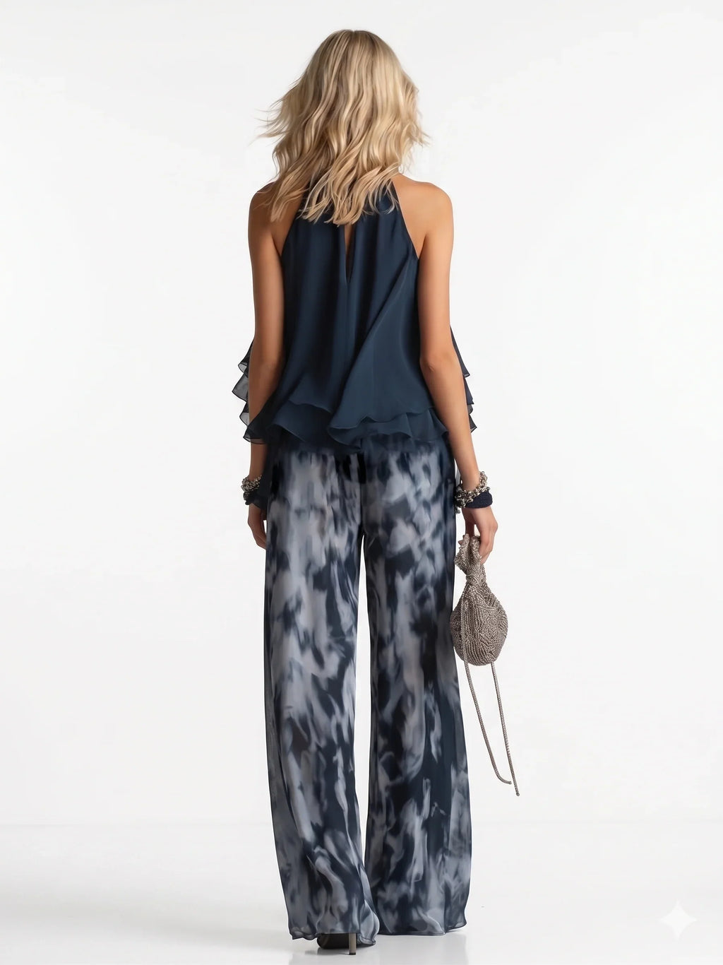 Elegant two-piece chiffon ensemble
