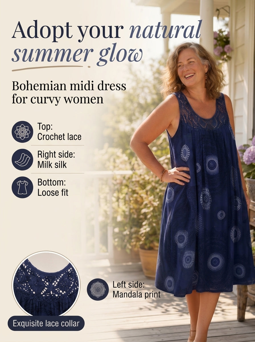 Printed sleeveless round-neck dress for women