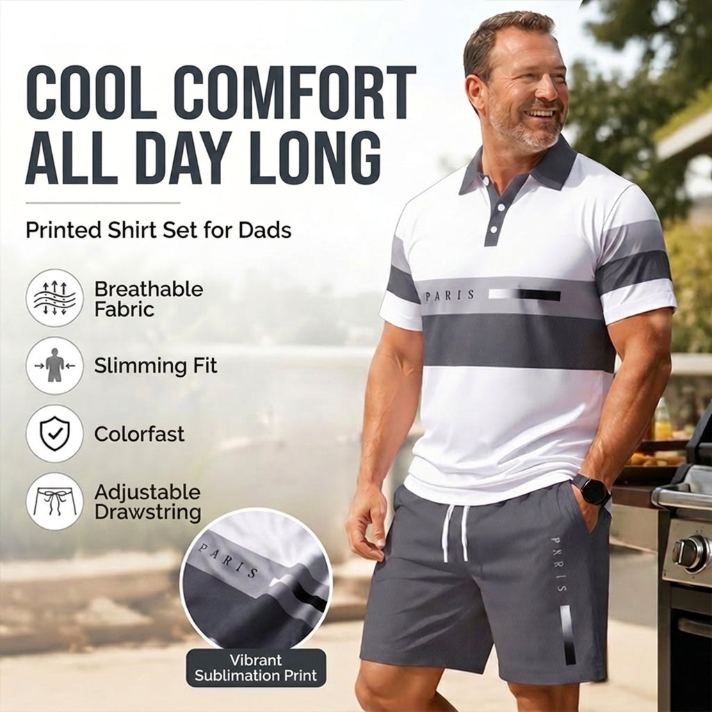 2-Piece Shirt & Shorts Set for Men – Comfortable, Breathable, and Versatile for Summer, Leisure, and Travel