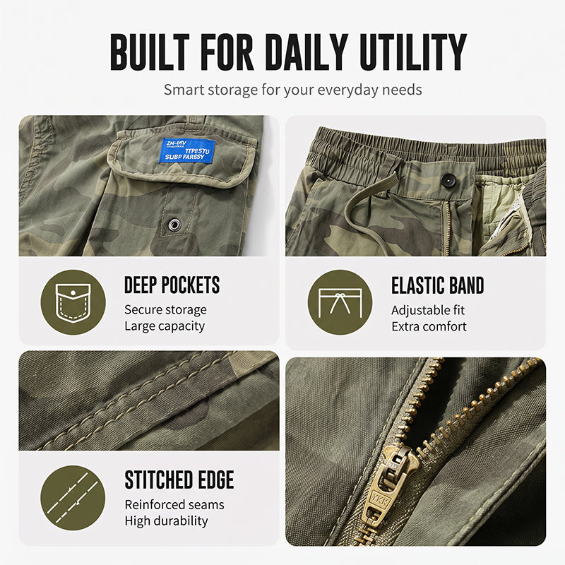 Men's Casual Relaxed Fit Cargo Shorts – Multi-Pockets, Breathable, Rugged