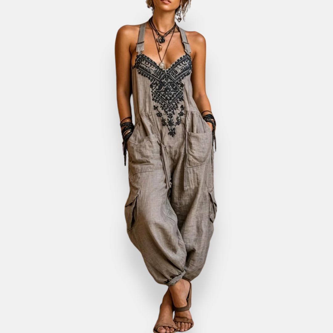 Erminilde | Embroidered Boho Jumpsuit