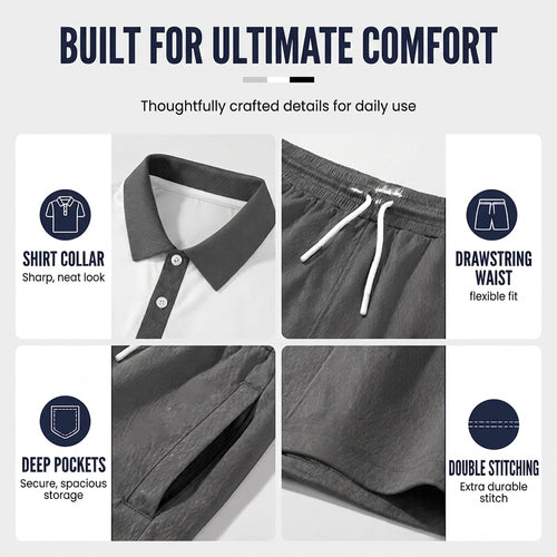 2-Piece Shirt & Shorts Set for Men – Comfortable, Breathable, and Versatile for Summer, Leisure, and Travel