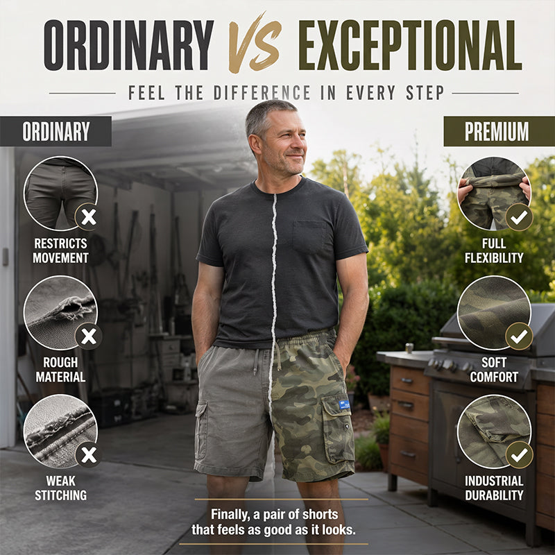 Men's Casual Relaxed Fit Cargo Shorts – Multi-Pockets, Breathable, Rugged