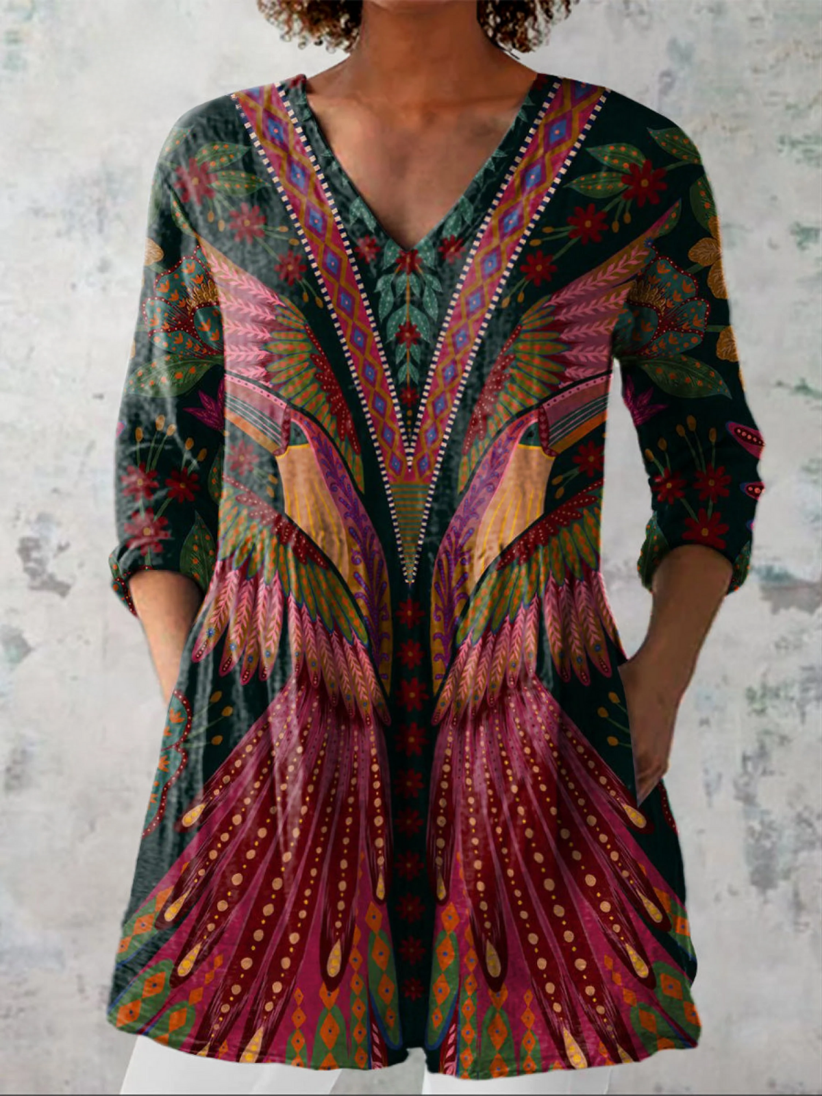 Mila | Long Blouse with a Striking Pattern