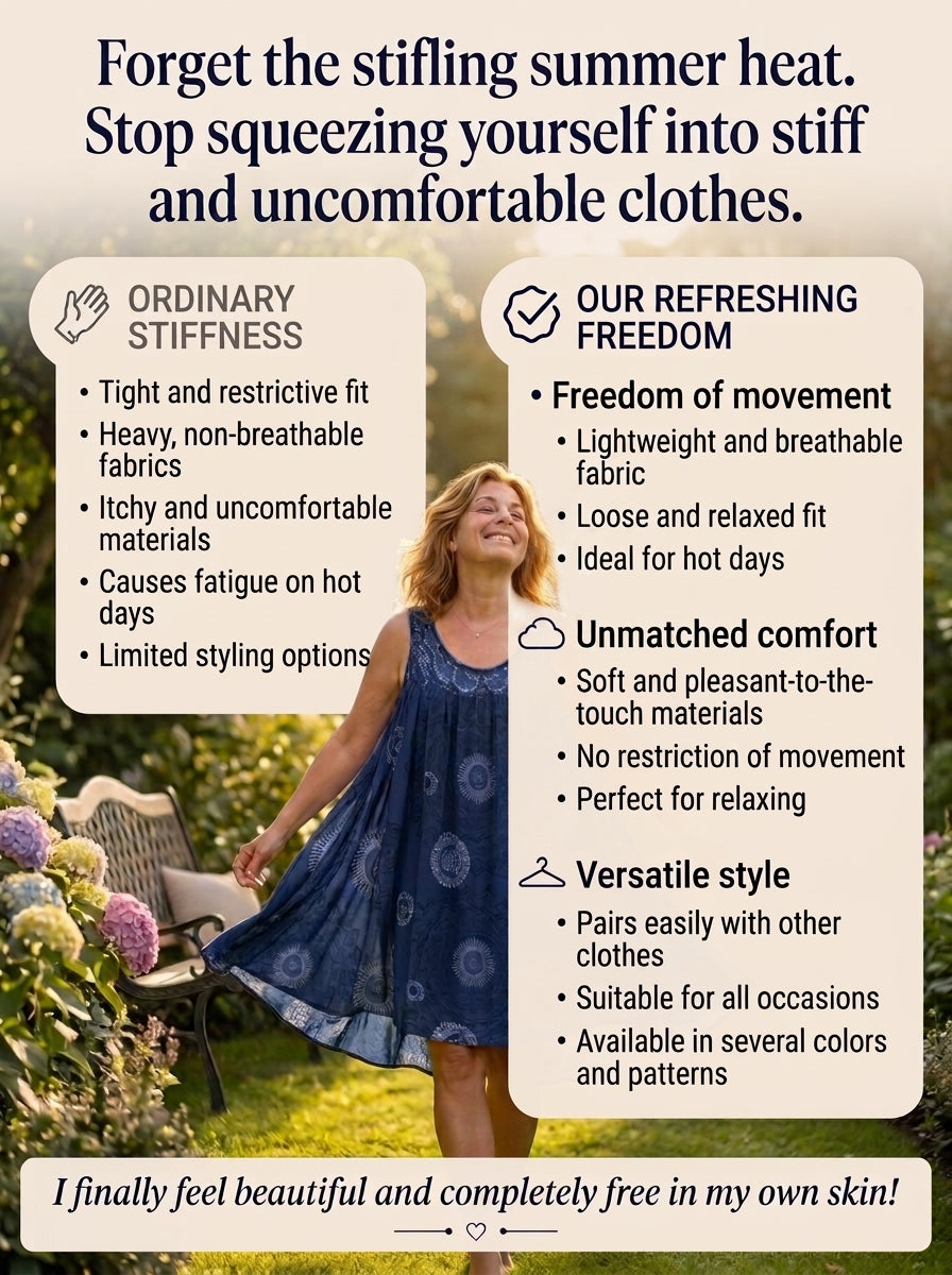 Printed sleeveless round-neck dress for women