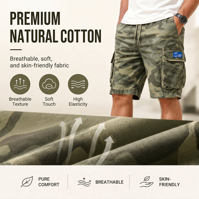 Men's Casual Relaxed Fit Cargo Shorts – Multi-Pockets, Breathable, Rugged