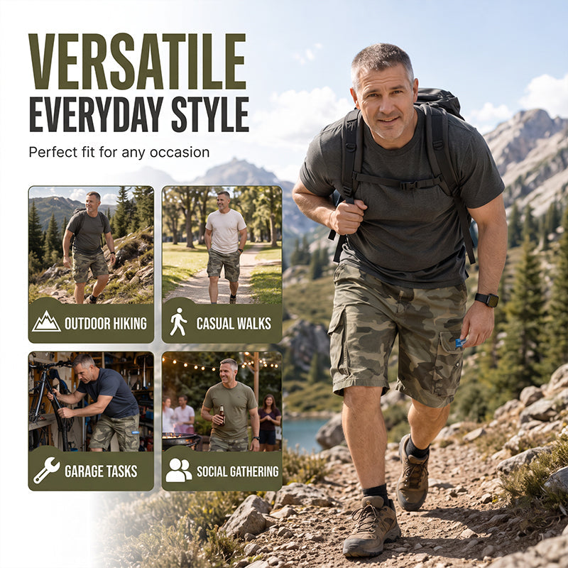 Men's Casual Relaxed Fit Cargo Shorts – Multi-Pockets, Breathable, Rugged