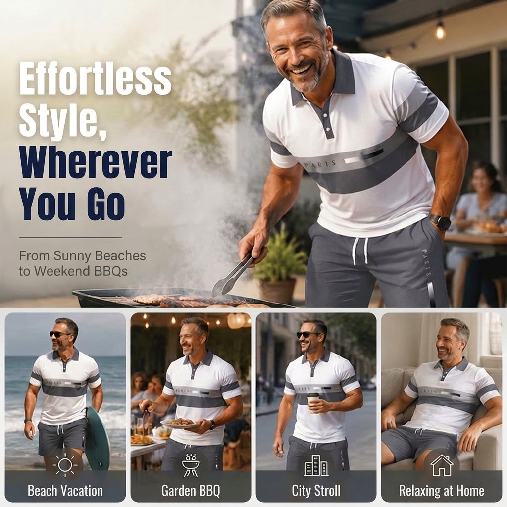 2-Piece Shirt & Shorts Set for Men – Comfortable, Breathable, and Versatile for Summer, Leisure, and Travel