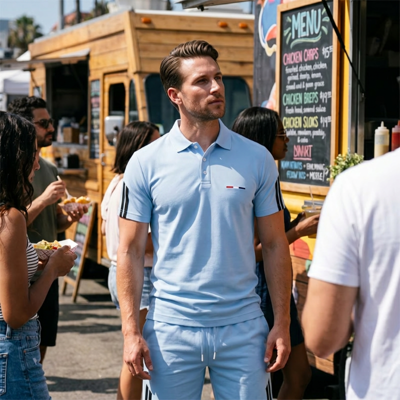 2-Piece Casual Set for Men – Short-Sleeve Top & Shorts, Breathable, Comfortable, and Versatile for Everyday Wear, Sports, and Travel