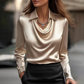 Satin Sweater with a Draped Neckline