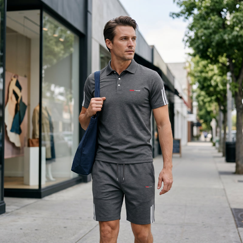 2-Piece Casual Set for Men – Short-Sleeve Top & Shorts, Breathable, Comfortable, and Versatile for Everyday Wear, Sports, and Travel