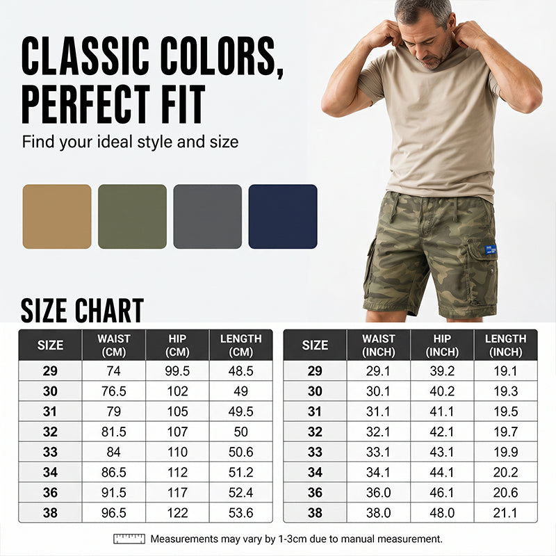 Men's Casual Relaxed Fit Cargo Shorts – Multi-Pockets, Breathable, Rugged