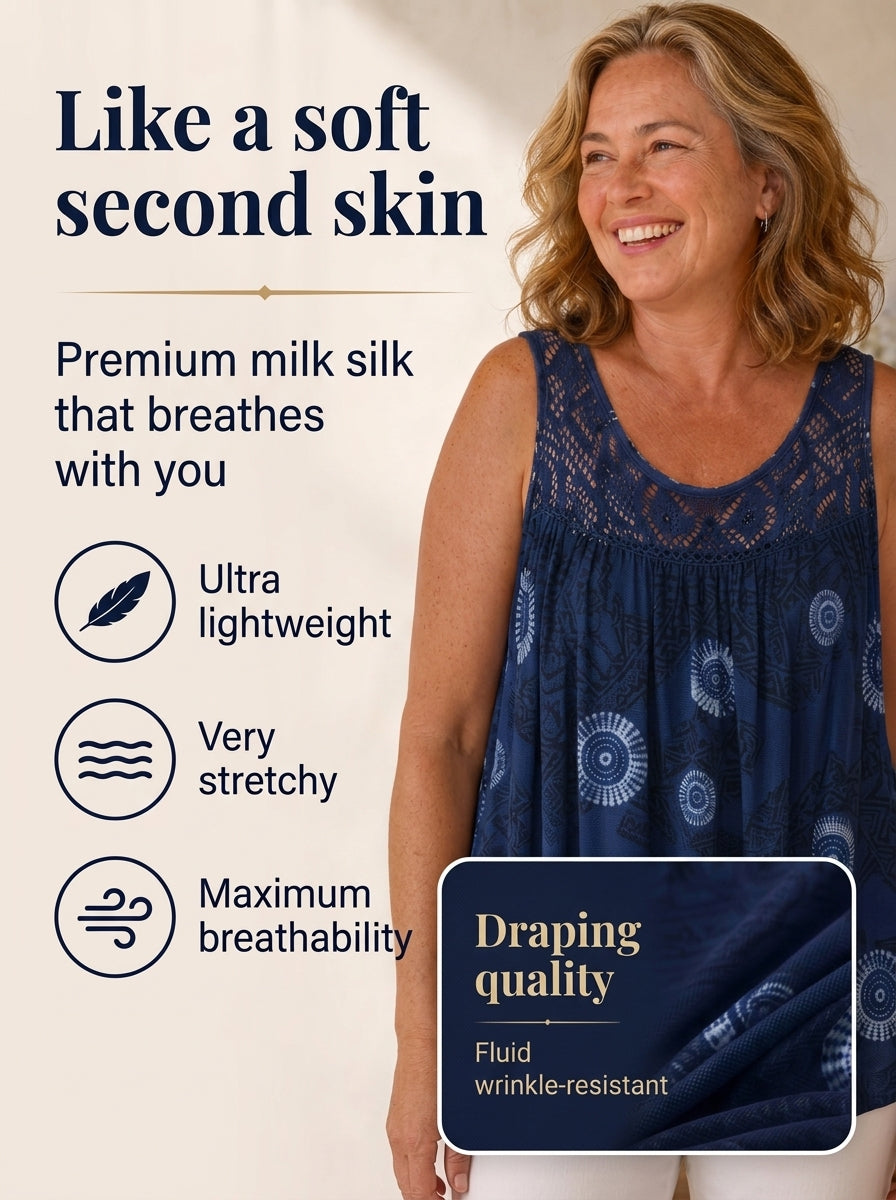 Printed sleeveless round-neck dress for women