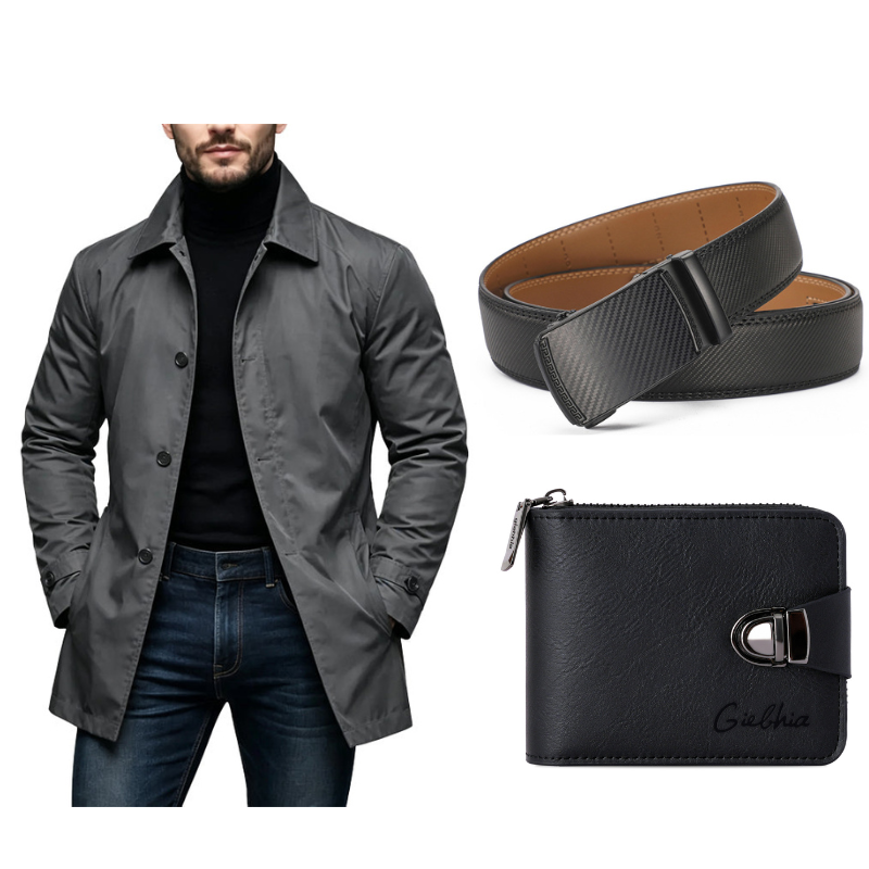 Mid-Length Waterproof Men’s Trench Coat