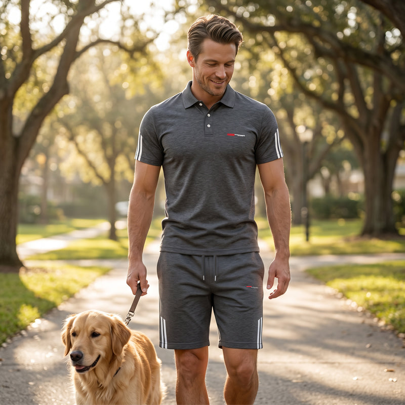 2-Piece Casual Set for Men – Short-Sleeve Top & Shorts, Breathable, Comfortable, and Versatile for Everyday Wear, Sports, and Travel