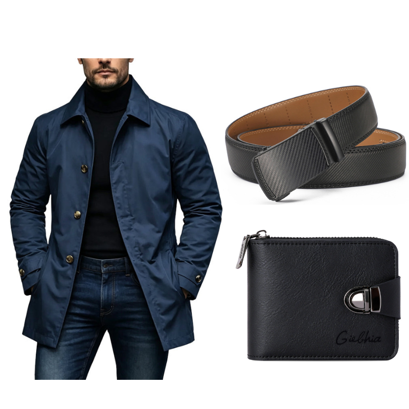Mid-Length Waterproof Men’s Trench Coat
