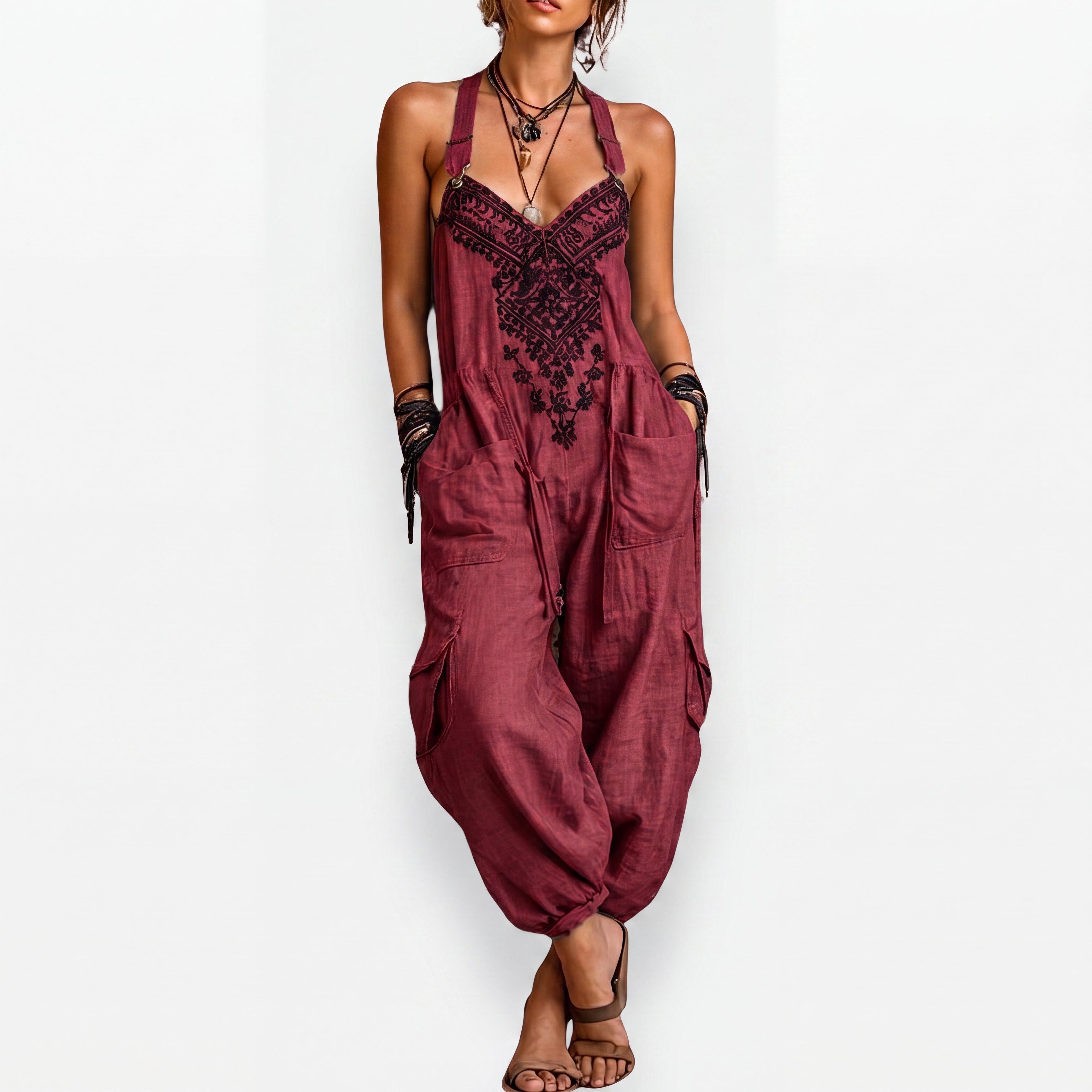 Erminilde | Embroidered Boho Jumpsuit