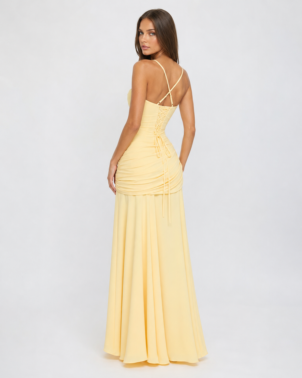 ENIE | Maxi Dress with a Gathered Square Neckline