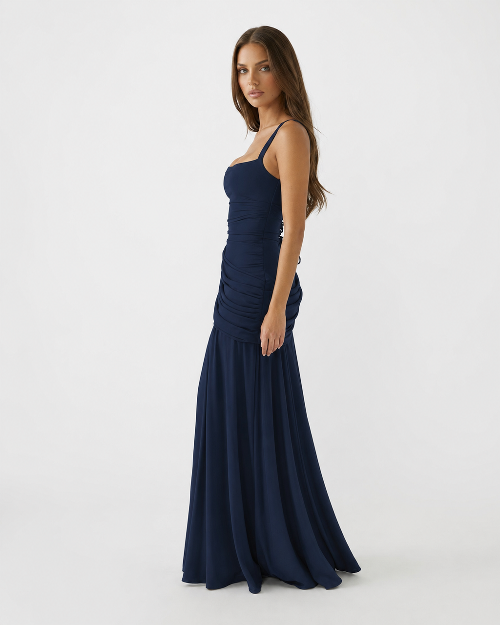 ENIE | Maxi Dress with a Gathered Square Neckline