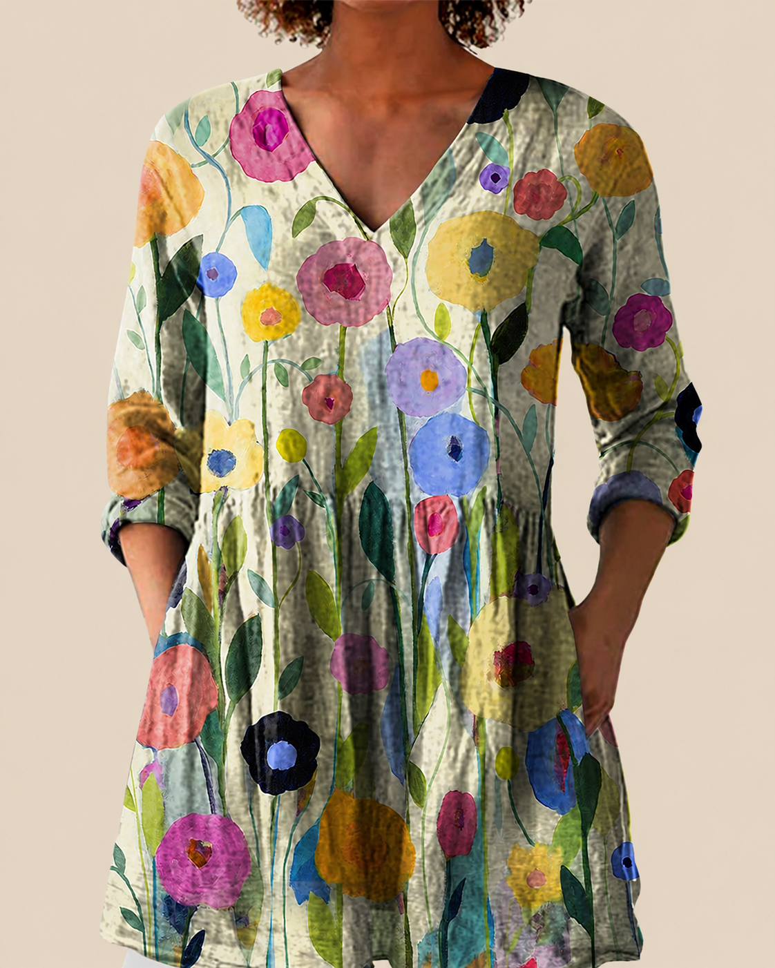 Remi | Long blouse with a striking pattern