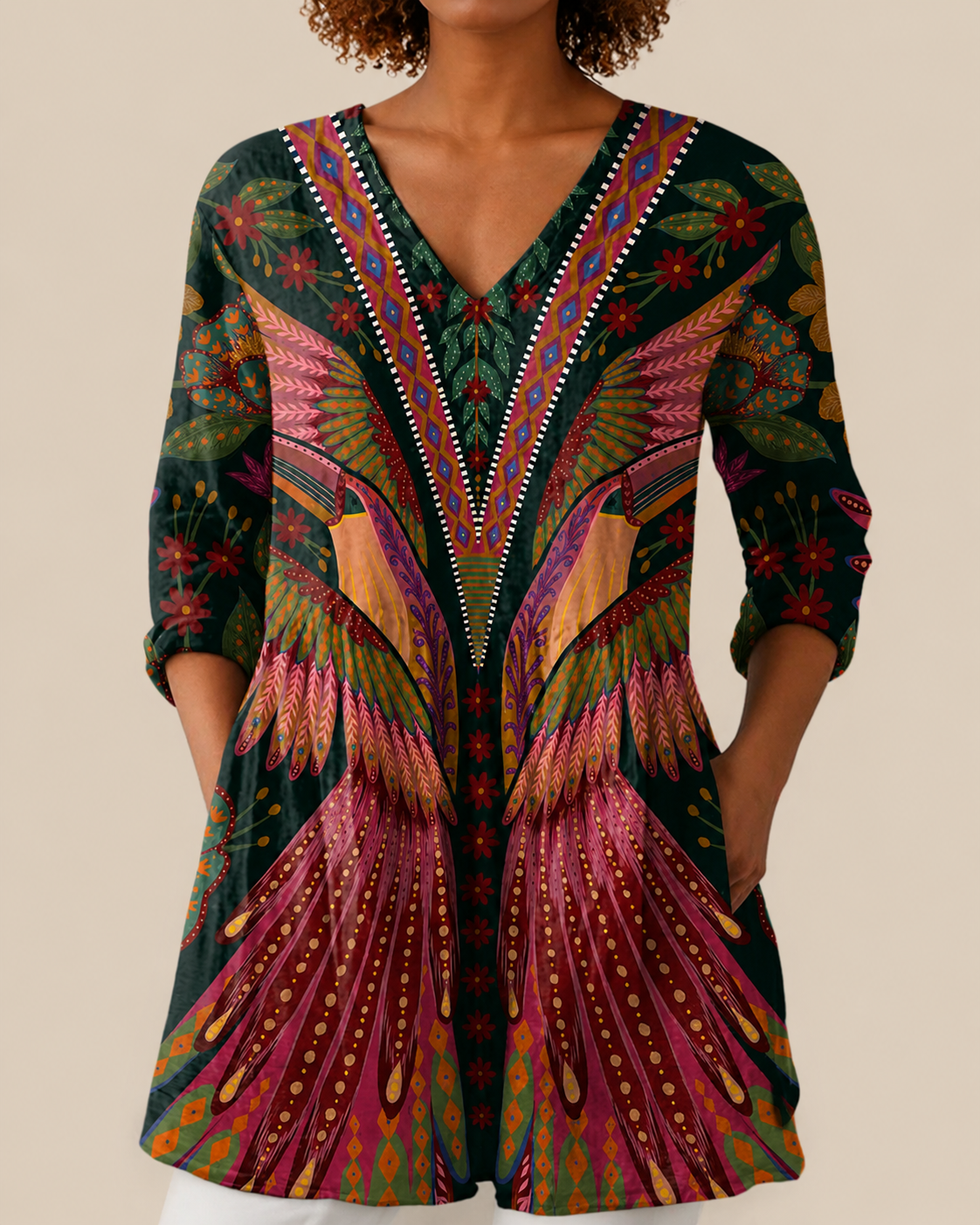 Mila | Long Blouse with a Striking Pattern