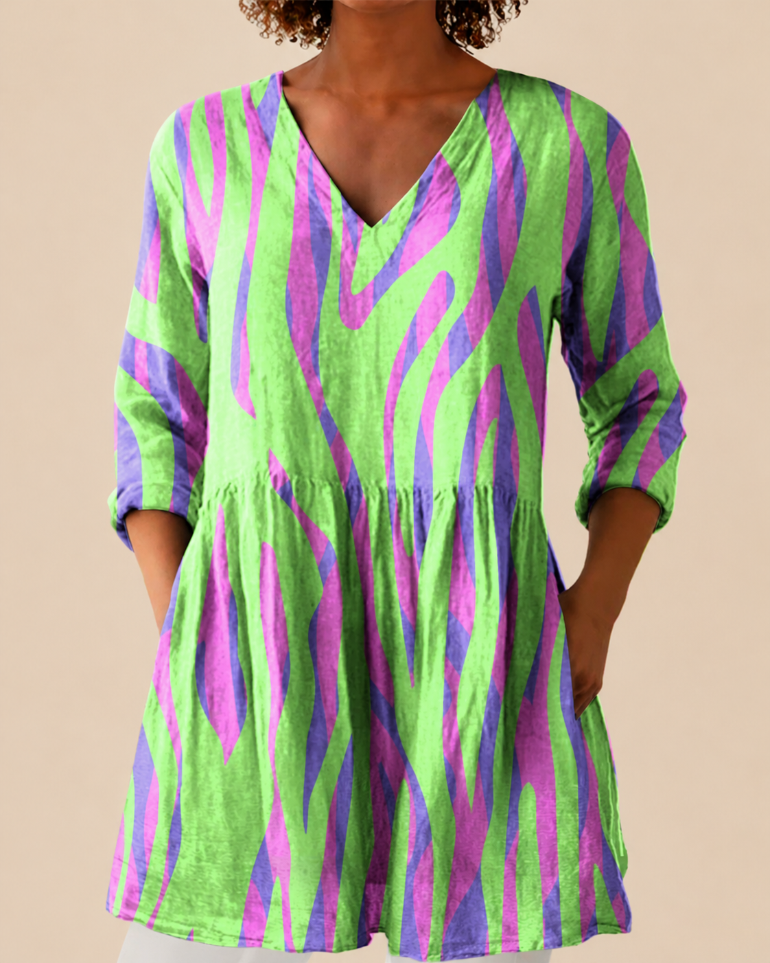 Mira | Long Blouse with a Striking Pattern