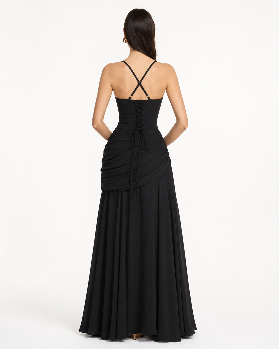 ENIE | Maxi Dress with a Gathered Square Neckline