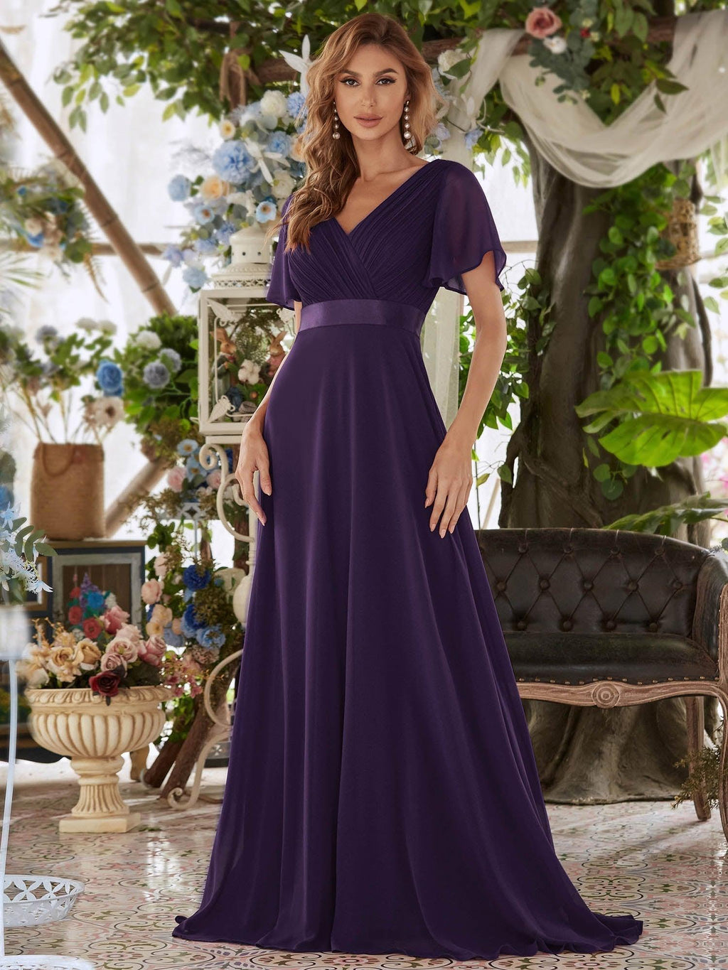MONICA Dress | Elegant, flowing high-waisted chiffon bridesmaid dresses
