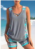 Miraclesuit Women's Tummy Control Tankini Set with Built-In Bra – Flattering Boho Swimwear with Shorts