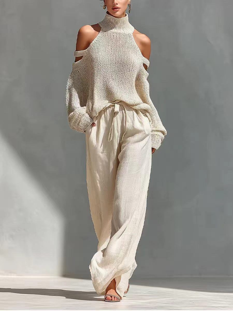 Stylish knit and linen set