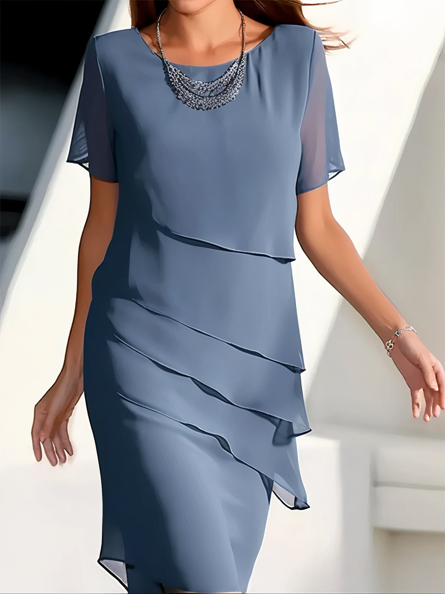 Pleated Chiffon Dress
