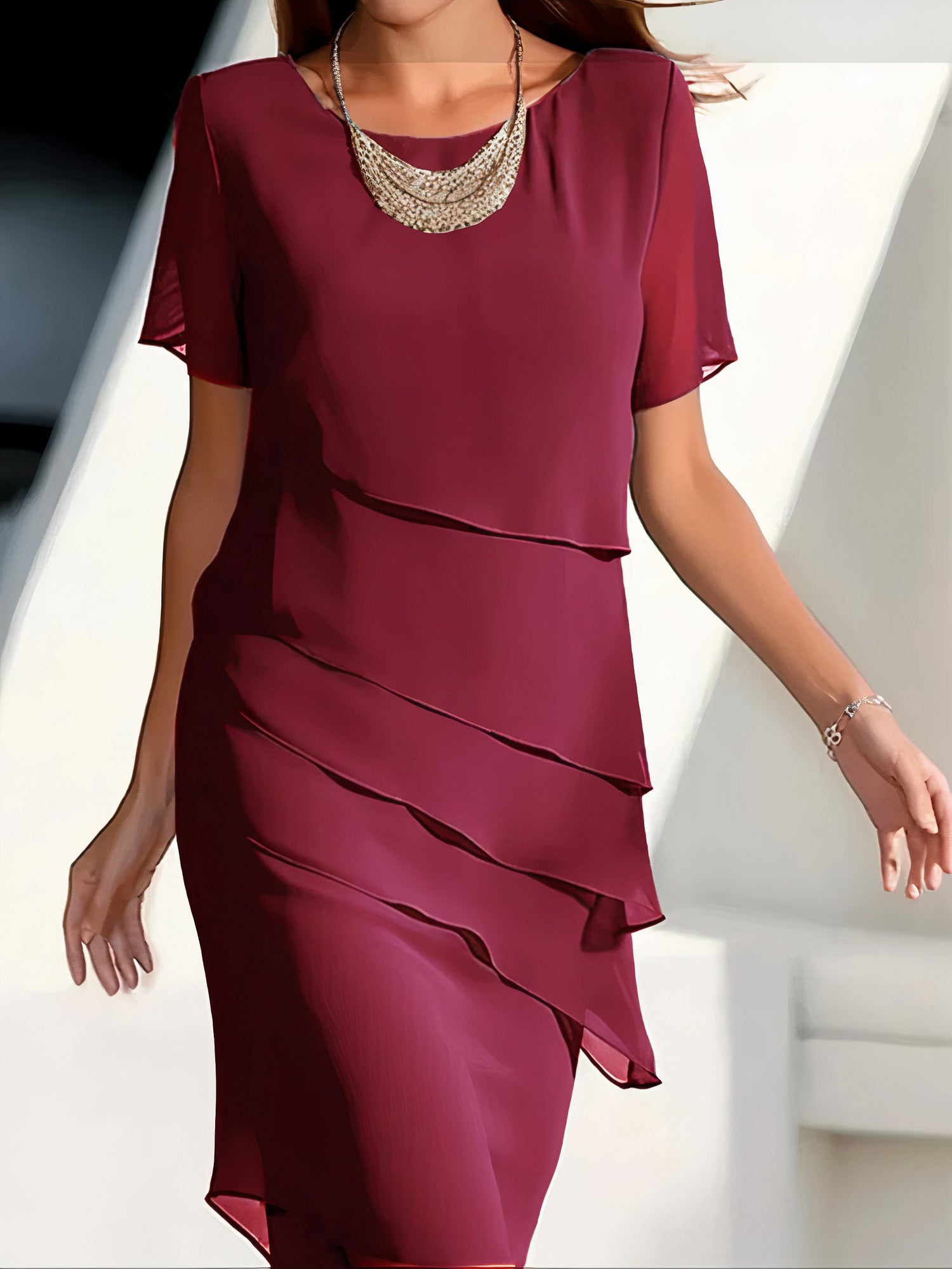 Pleated Chiffon Dress