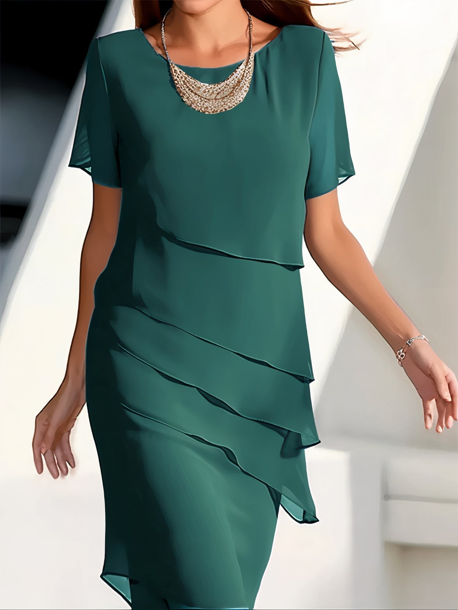 Pleated Chiffon Dress