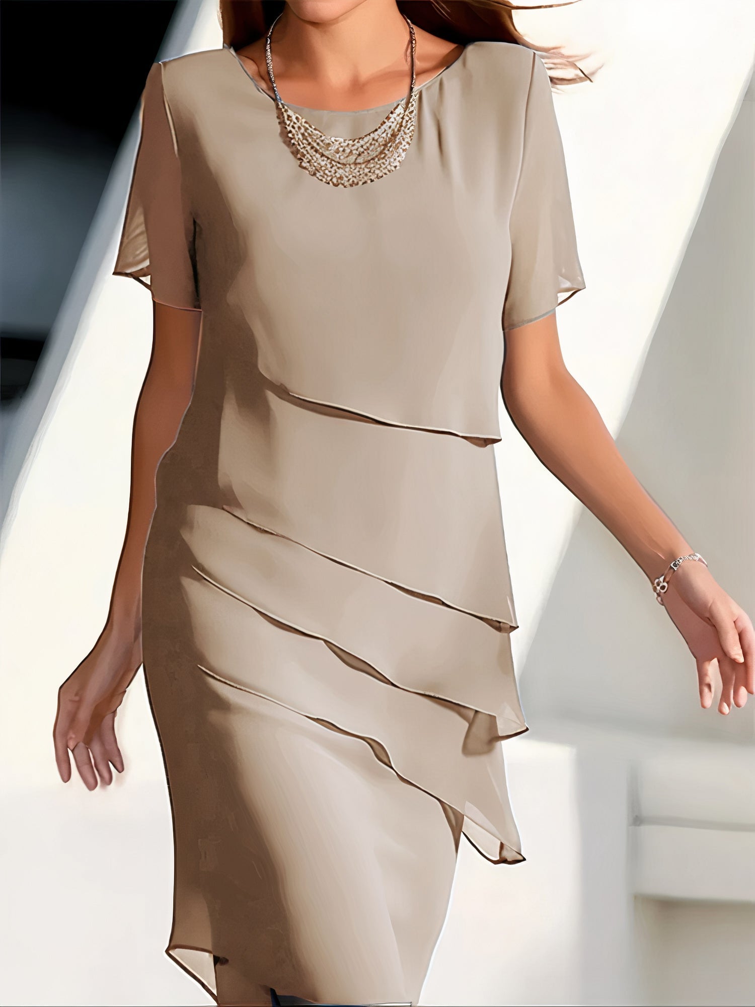 Pleated Chiffon Dress