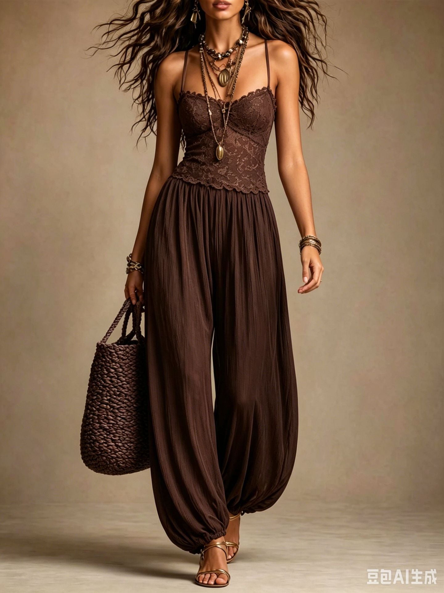 Beatrice | Harem Jumpsuit in Lace and Chiffon