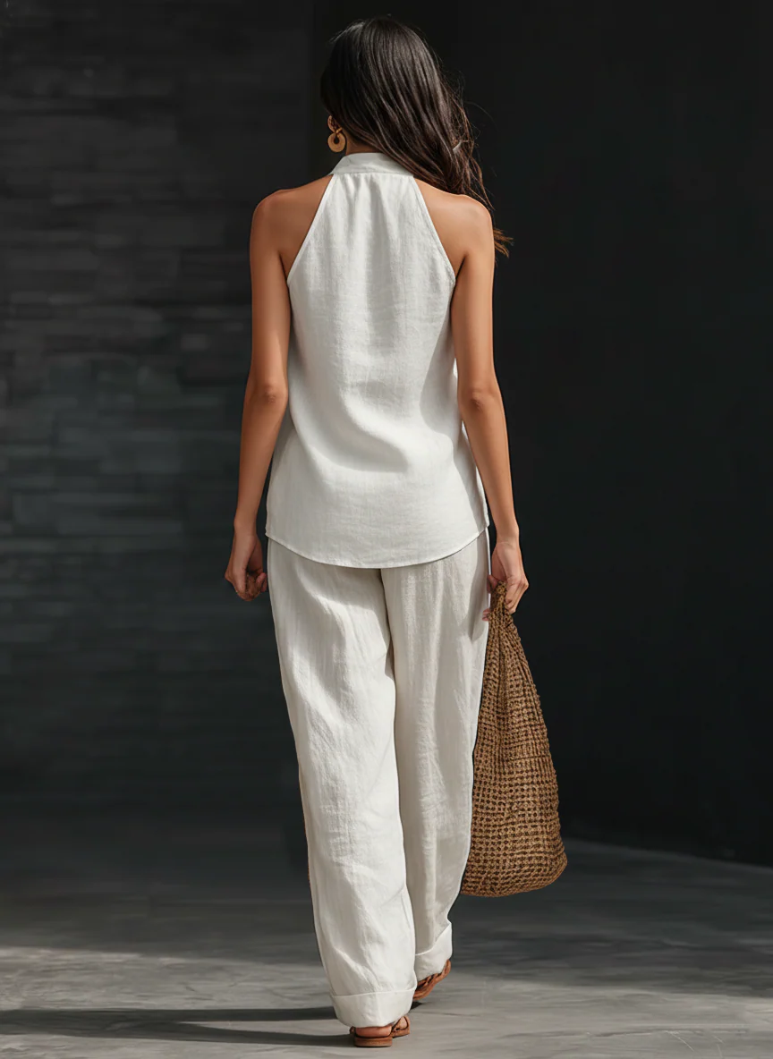Zoe Sleeveless Set with Wide-Leg Pants