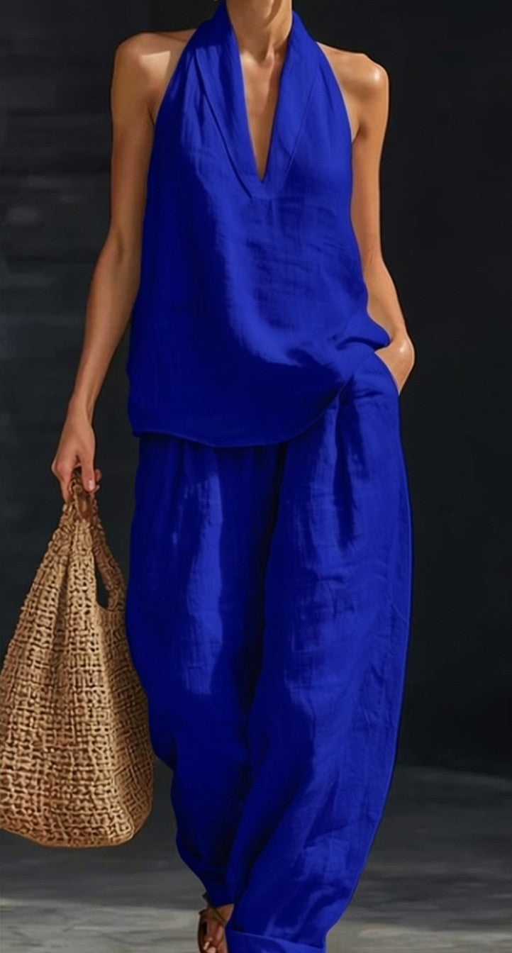 Zoe Sleeveless Set with Wide-Leg Pants