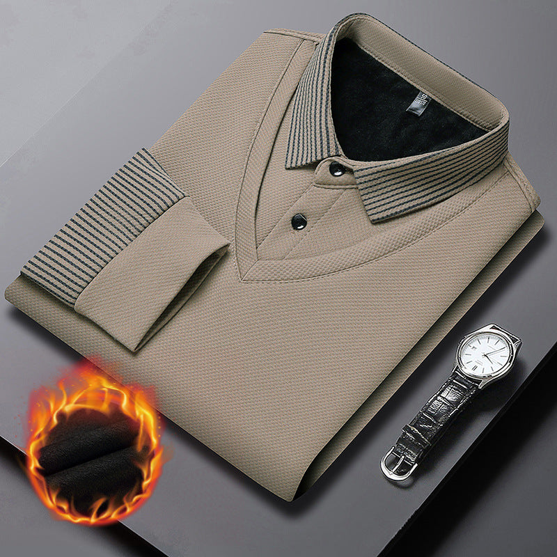 2-Piece Striped Collar Shirt Set