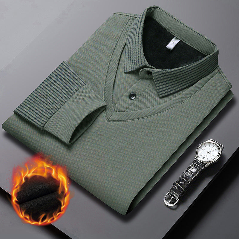 2-Piece Striped Collar Shirt Set