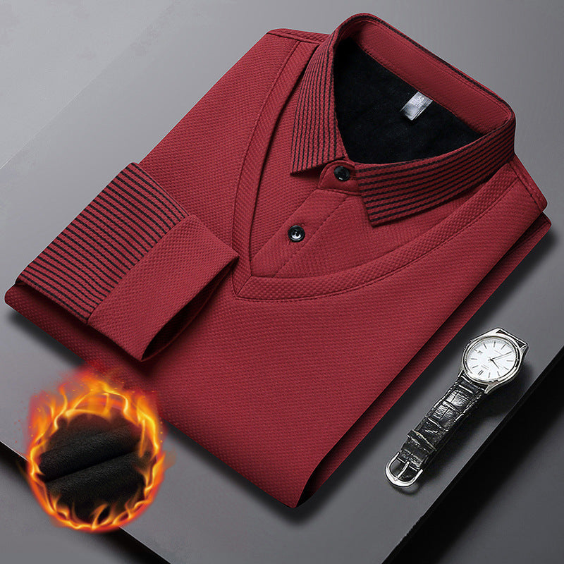 2-Piece Striped Collar Shirt Set