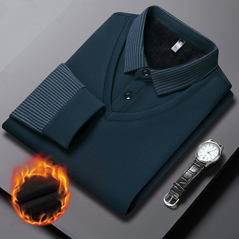 2-Piece Striped Collar Shirt Set