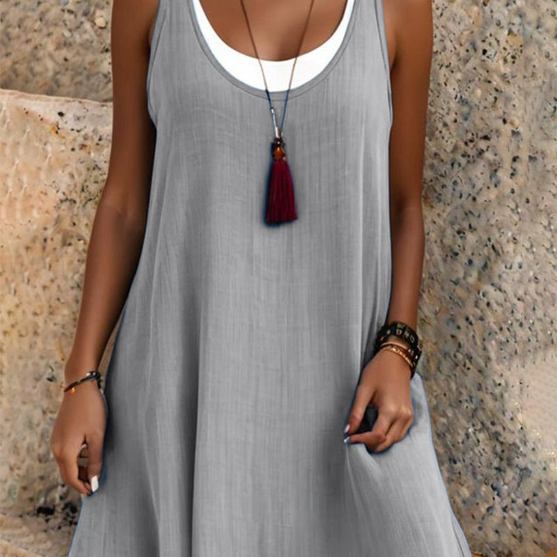 Summery strapless layered dress