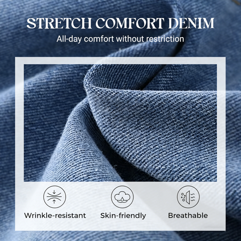 High-Waisted Wide-Leg Jeans – Ventilated Side Slits & Stretch Denim