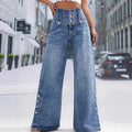 High-Waisted Wide-Leg Jeans – Ventilated Side Slits & Stretch Denim