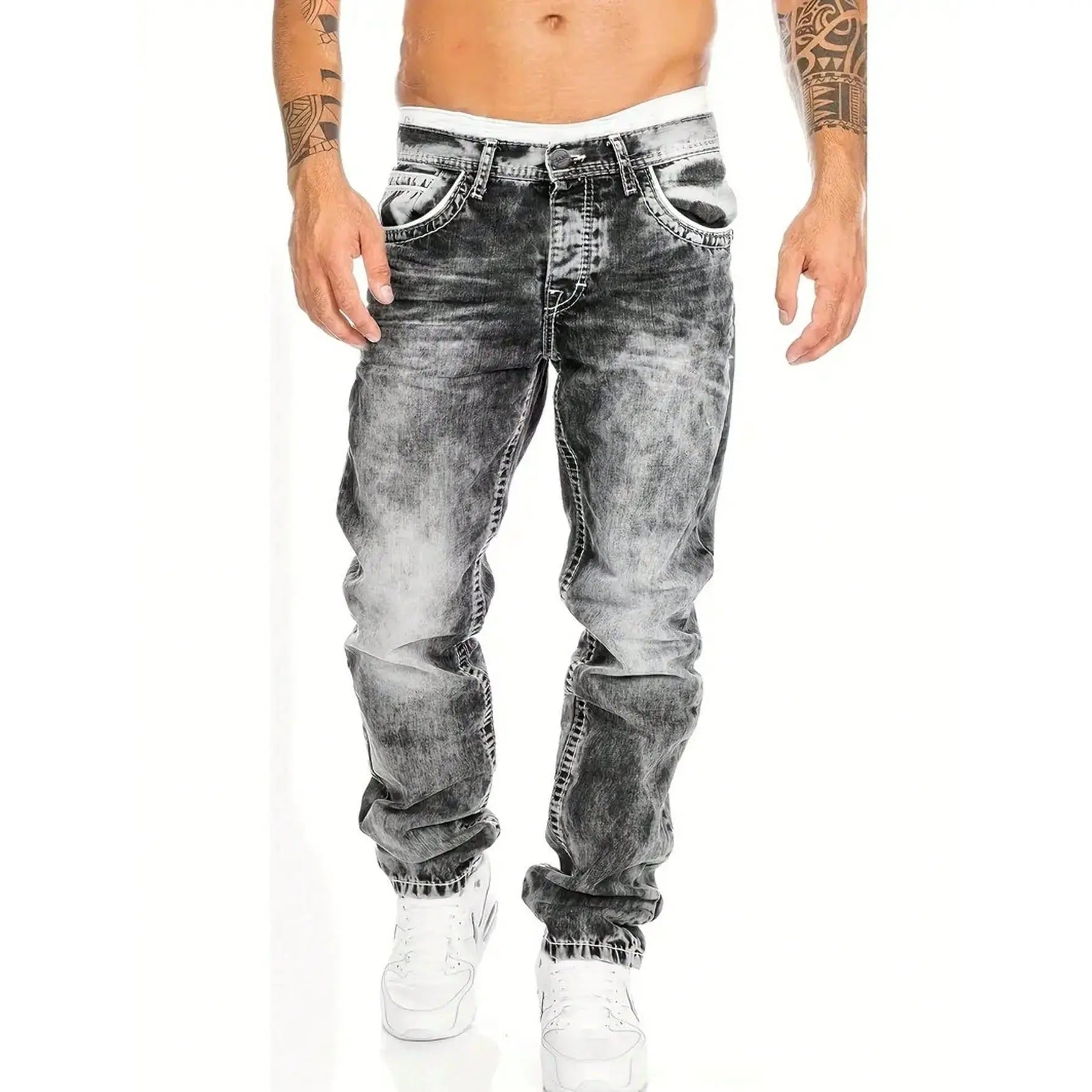 Creative Stretch Denim Jeans for Men – Minimalist Style, Modern Fit & Perfect for Summer 💙
