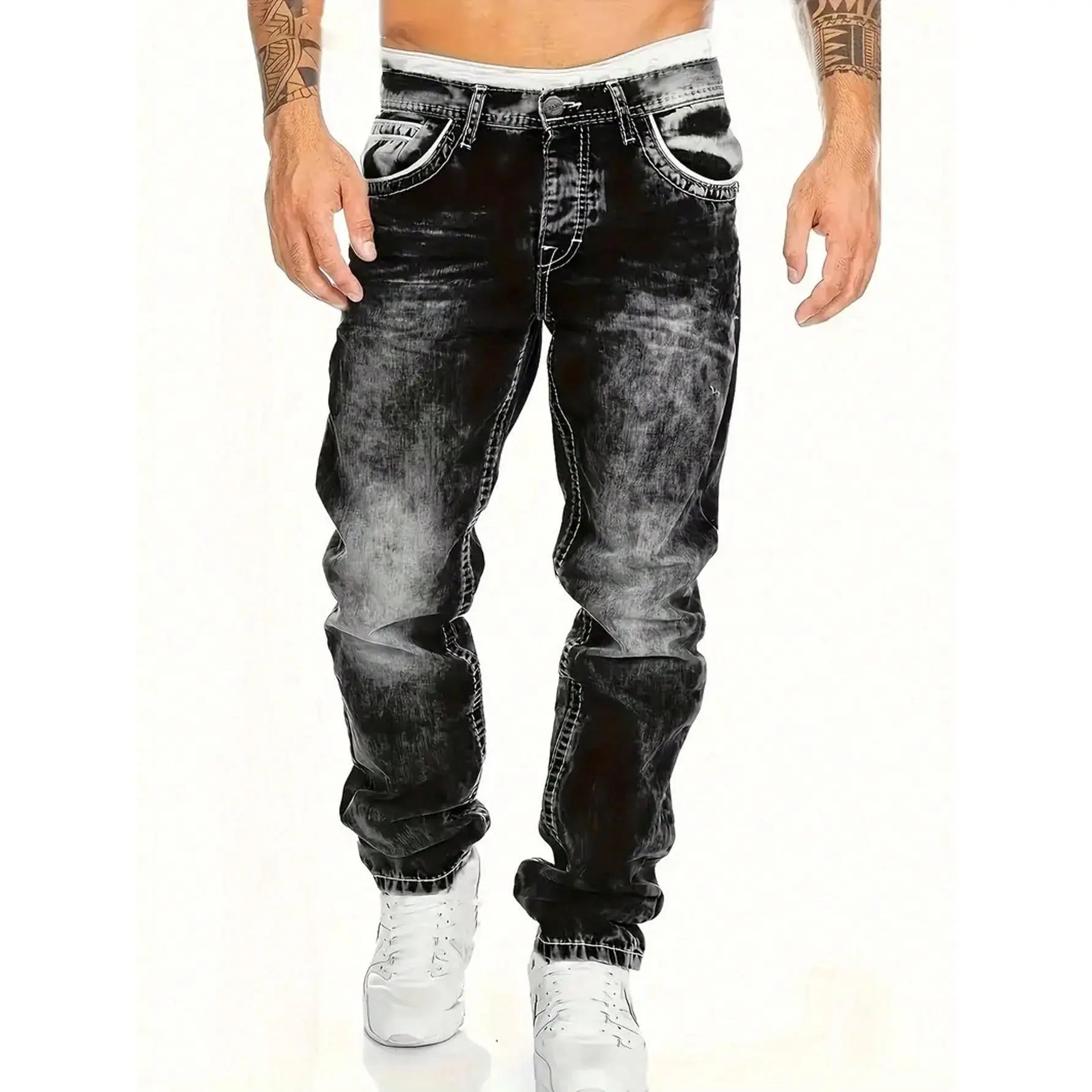 Creative Stretch Denim Jeans for Men – Minimalist Style, Modern Fit & Perfect for Summer 💙